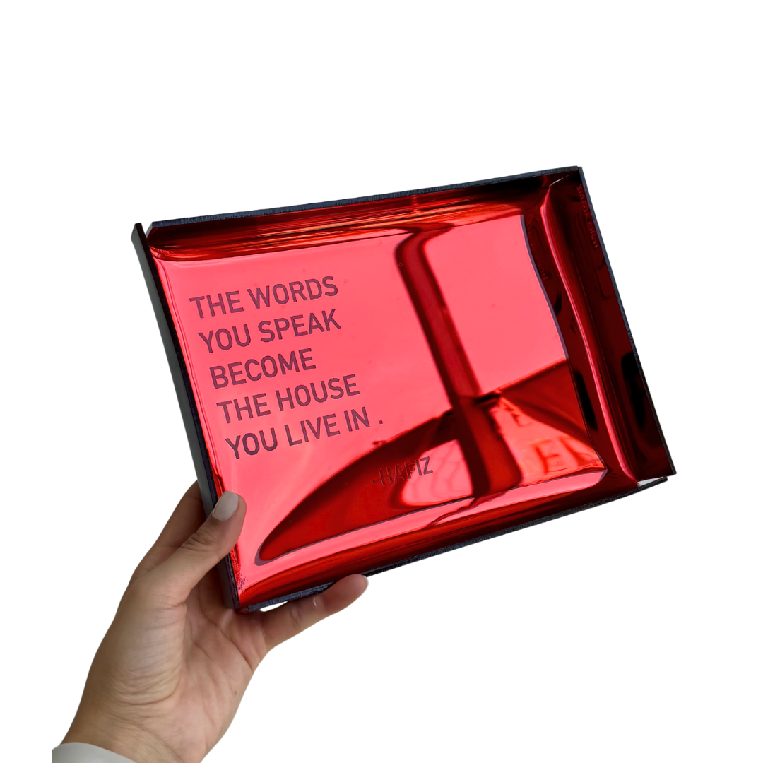 Charola espejo carmín