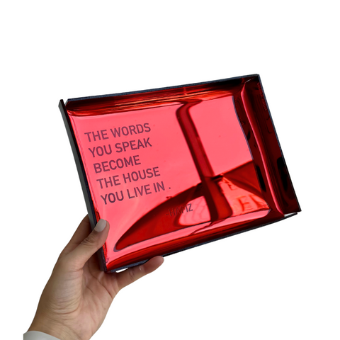 Charola espejo carmín