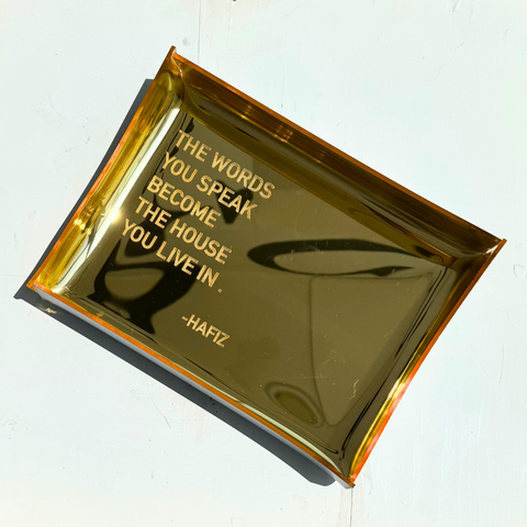 Charola espejo dorada