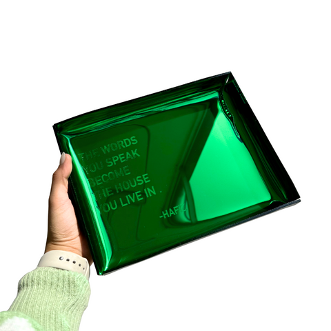 Charola espejo verde