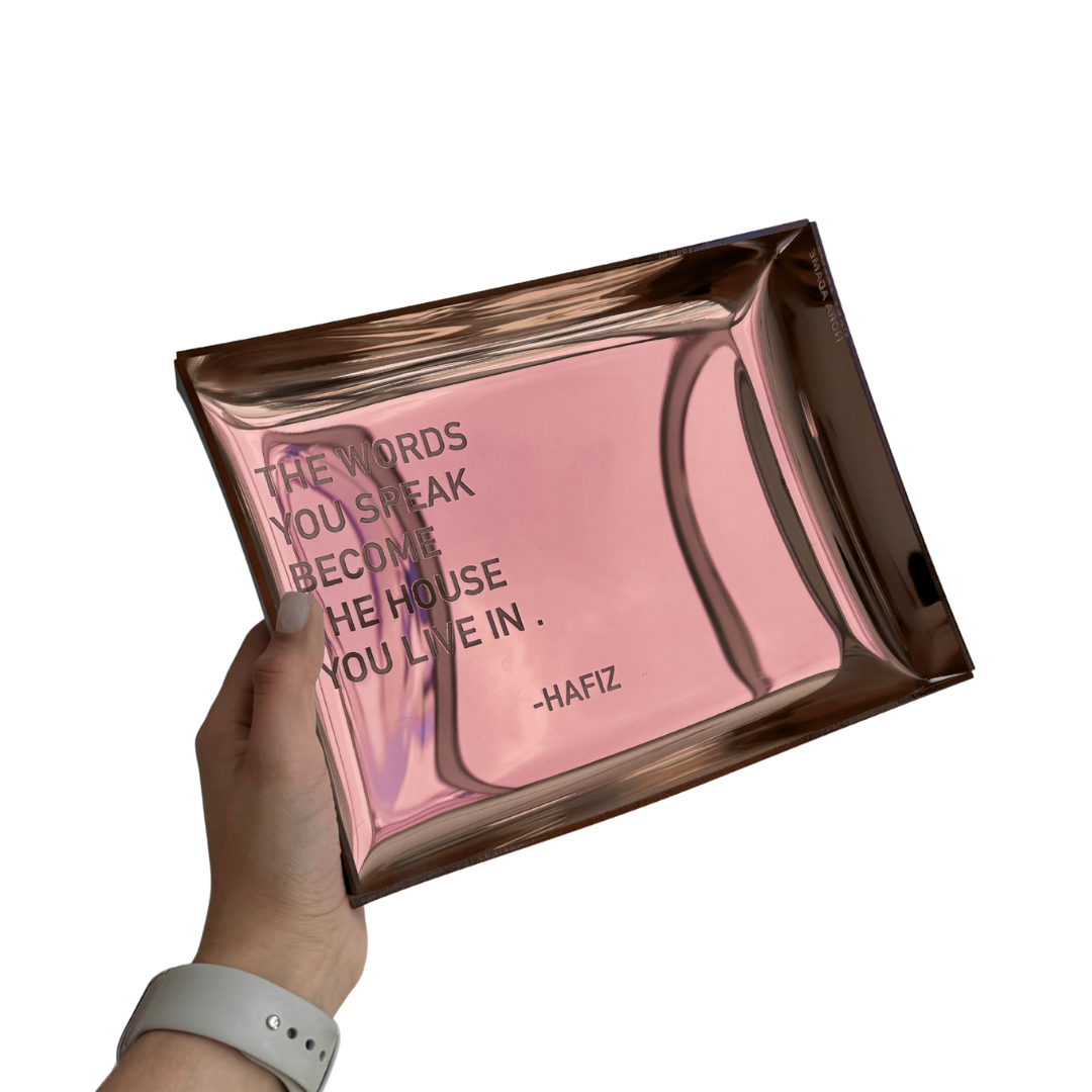 Charola espejo rose gold